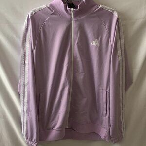 ADIDAS Crochet Stripe Zip Up Track Jacket in Powder Plum Sz LARGE